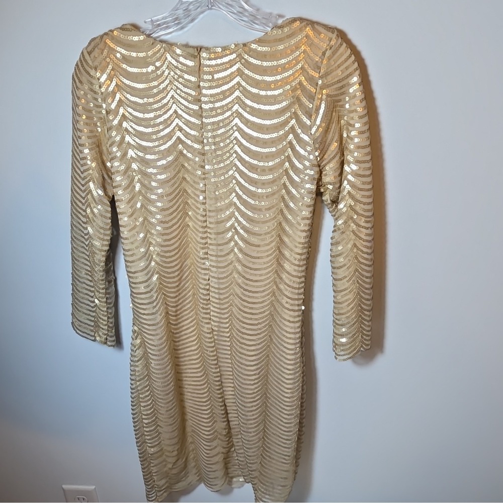 Gianni Bini Gold Sequin Wave-Pattern Mini Dress - Picture 5 of 8
